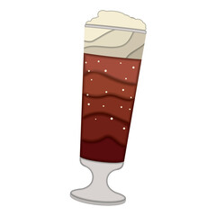 Isolated colored beer cup with foam Paper art style Vector
