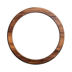 Wooden circle frame isolated on white, Generative AI