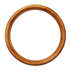 Wooden circle frame isolated on white, Generative AI