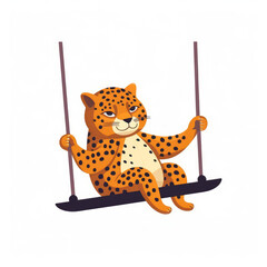 Flat Swinging Cheetah Mascot Design