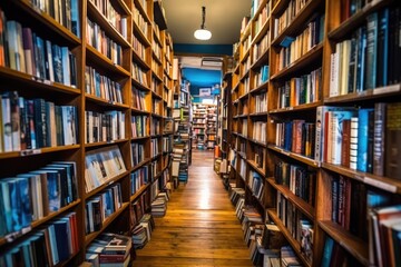 stock photo of empty bookstore full of book