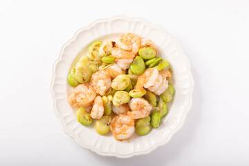 そら豆とエビの塩炒め