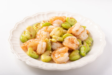 そら豆とエビの塩炒め