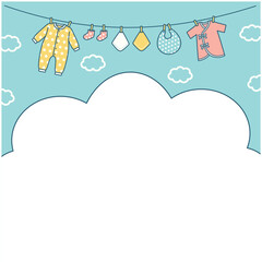 赤ちゃん　ベビー　洗濯物　アイコン　フレーム　シンプル
