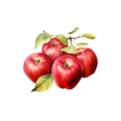 Red apple watercolor isolated, Generative AI