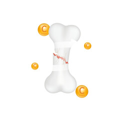 Vitamin minerals C circle ball orange on cut out PNG. Help strengthen bone. Healthy knee bone human bone anatomy. Skeleton x ray scan concept therapy. Medical or healthcare. Medicine nourish body.