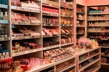 photo of inside empty makeup shop Photography AI Generated