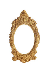 Beautiful golden vintage frame isolated on white