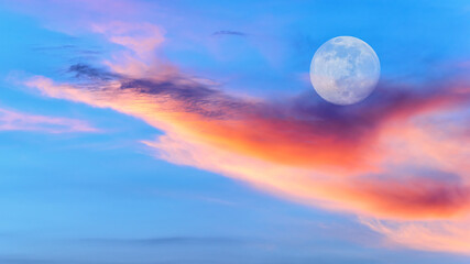 Fototapeta na wymiar Ethereal Surreal Full Moon Colorful Nature Abstract