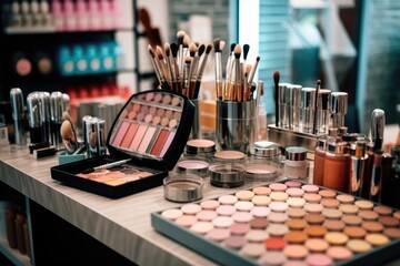 photo of inside empty makeup shop Photography AI Generated