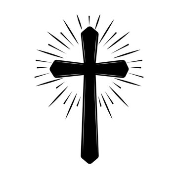 church cross. Christianity religion symbol. Vector illustration. stock image.