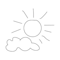 Isolated colored sun and cloud kid sketch Vector
