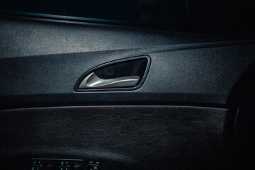 Naklejka premium Open car door, vehicle interior lock. Concept get out of the car