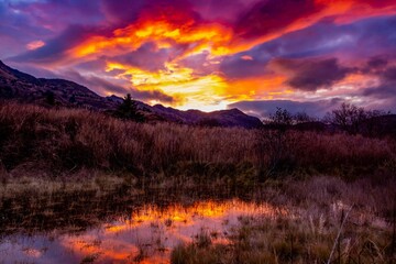sunset in the mountains