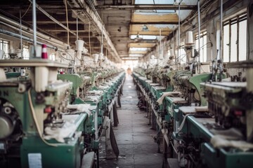 photo of inside textile factory line production view Photography