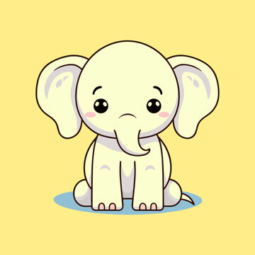Cute elephant vector cartoon illustration