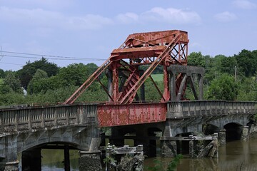 Bascule bridge, Mount Garrett Bridge sited on the River Barrow in Co. Kilkenny Ireland.