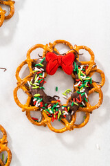 Chocolate Pretzel Christmas Wreath