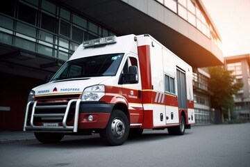 Ambulance parking in the hospital area photoraphy Generated AI