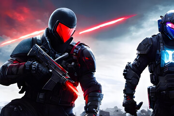 Obraz premium Gaming. FPS. First Person shooter. PC gaming. Esports. gaming products. gaming tablet. gaming phone. Gritty.