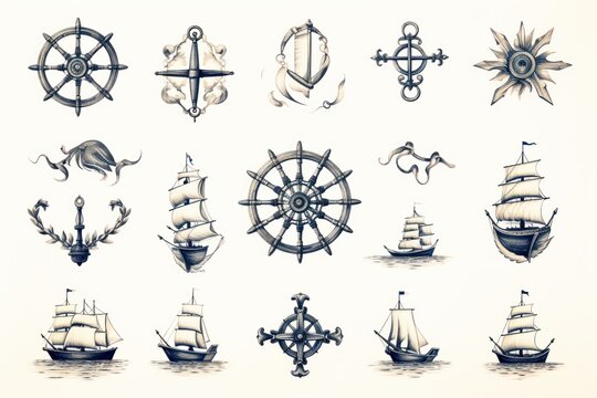 Nautical - inspired sticker sheet with a vintage touch