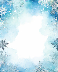 Blue and white snowflakes border, Christmas frame, winter frame