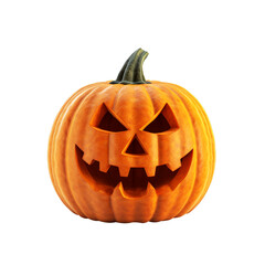 Carved pumpkin for Halloween. Isolated, transparent background. Generative AI image.