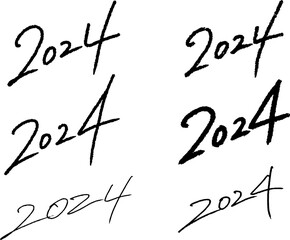 2024年 西暦の書き文字ベクター素材