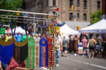Beaded jewelry for sale at the street fair 