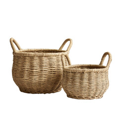 Seagrass baskets, isolated, transparent background.
Generative AI image.