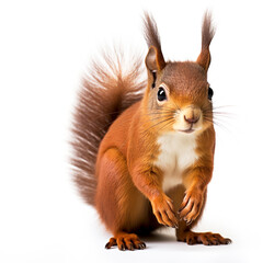 Squirrel, white background, front view.