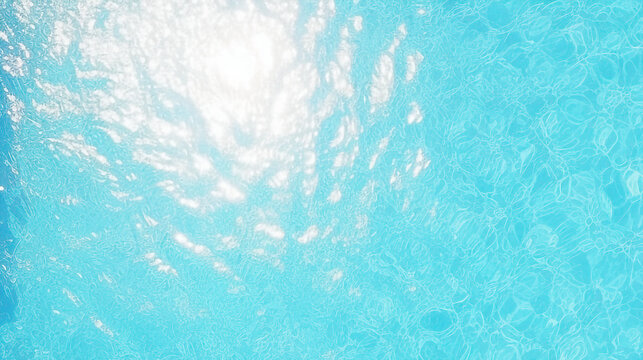 Swimming pool water texture, light reflection on water. Generative AI image.