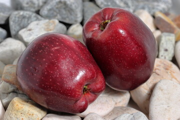 Red apple With clipping path. Apple stones texture and background. Rock texture