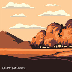 Colored autumn landscape scenario image Vector