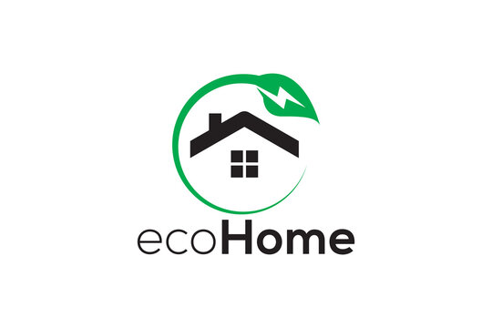 Eco home green energy logo design vector template