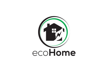 Eco home green energy logo design vector template