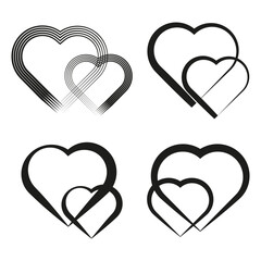 Abstarct heart icon set. Vector illustration. stock image.