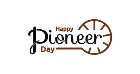 Happy pioneer day text handwritten modern calligraphy on the white screen transparent. Happy pioneer typography. Great for the pioneer day celebration July 24 
