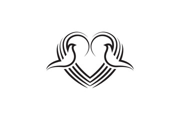 Minimal two Dove love logo design vector template