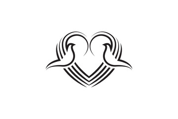 Minimal two Dove love logo design vector template