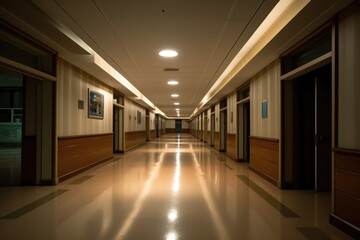 Fototapeta premium empty hospital hallway night view photography