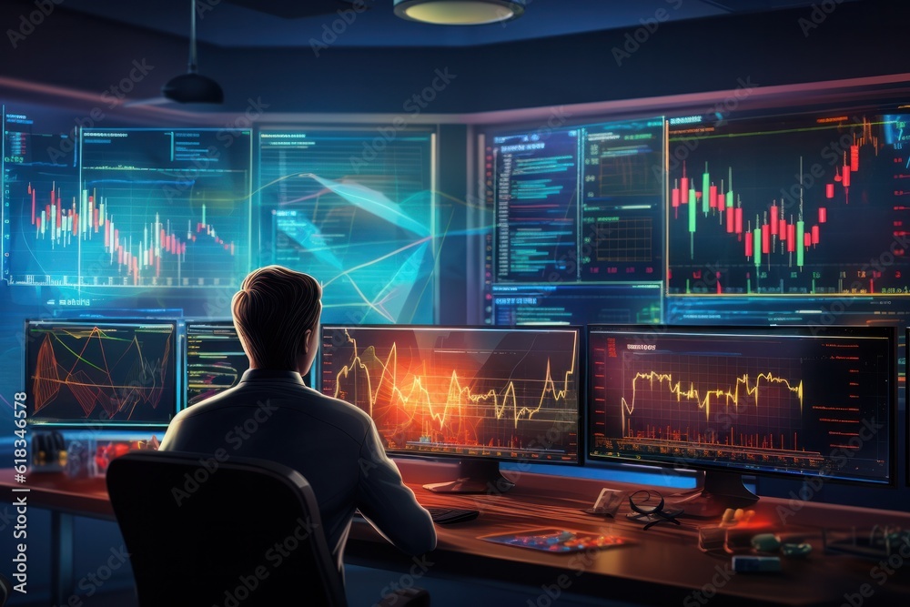 Poster crypto trader are deeply engrossed in analyzing trading charts
