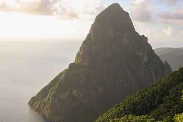 Petit Pitons at Saint Lucia, view from the Tet Paul Natural Trail