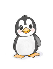 Obraz premium Cartoon Penguin Icon. Penguin illustration. Isolated element on a white background