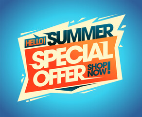 Hello Summer, special offer, sale web banner template