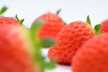 closeup beautiful fresh red strawberry, texture skin of fruit