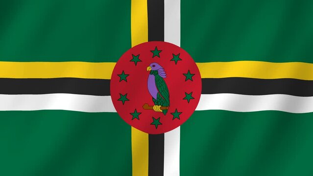 Flag of the Dominica waving animation. looping National Dominica flag animation background 4k