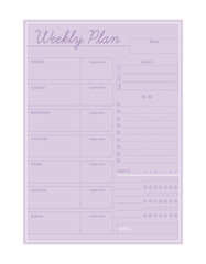 (Pastel Pink) Weekly planner. 