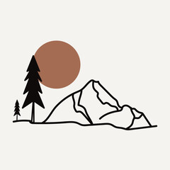 Mountain and Camping Life illustration, outdoor adventure . Vector graphic for t shirt and other uses.