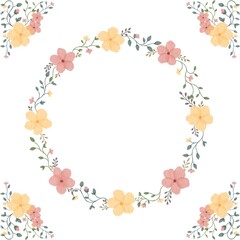 Watercolor florals wreath or frame. Perfect for prints, greeting cards, invitation cards, holiday cards, weeding invitation, etc